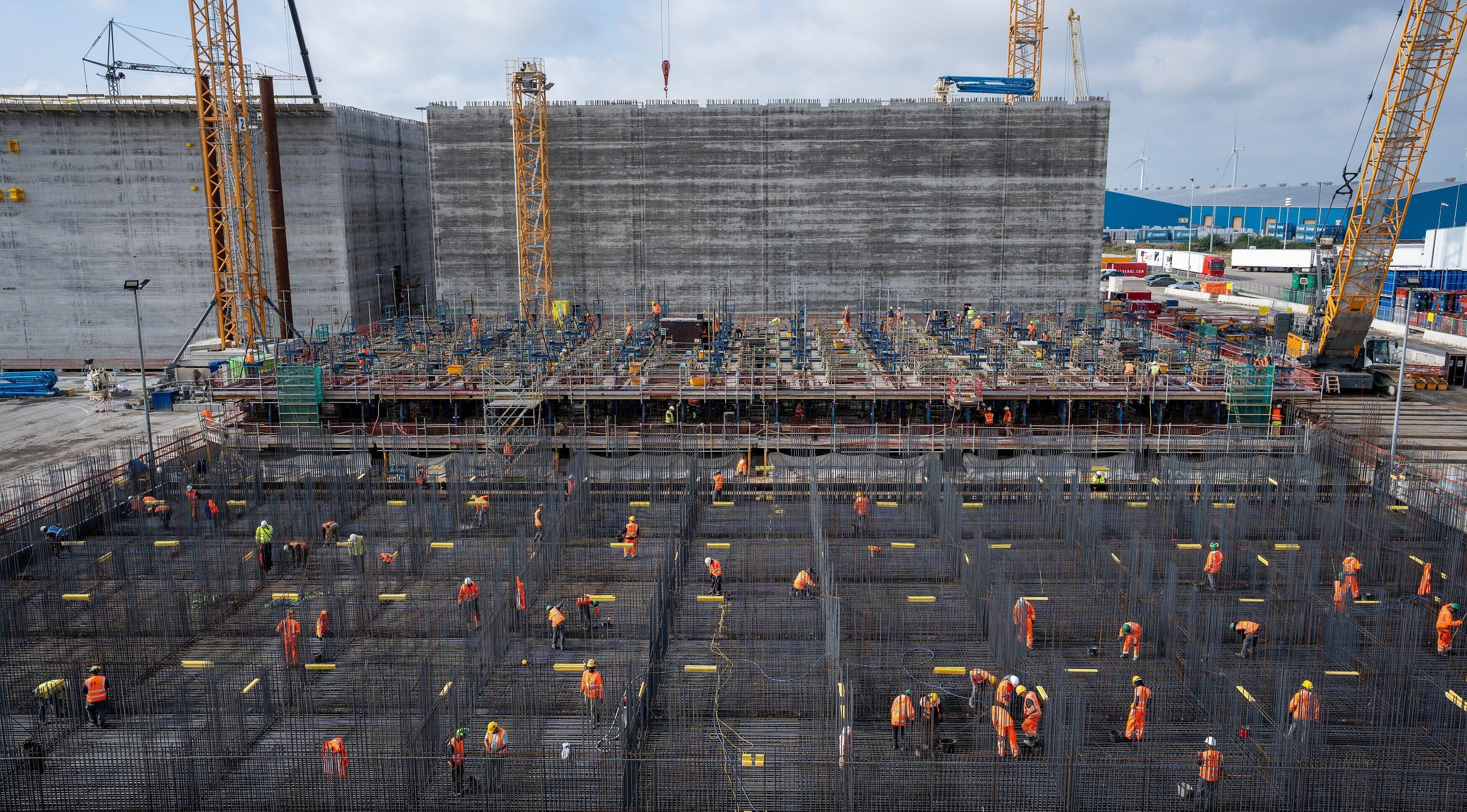 concrete construction site bird view